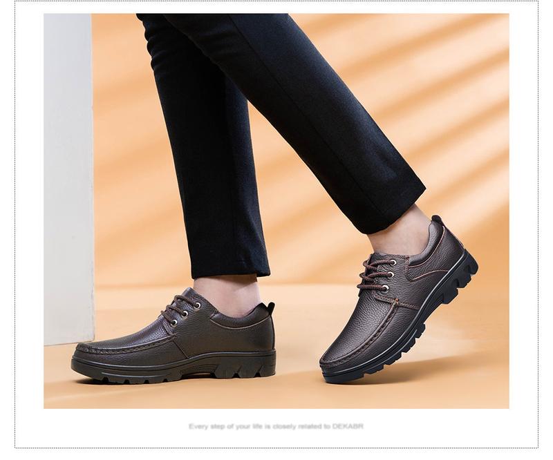Product Introduction of DEKABR New Lace Up Fashion Genuine Leather Casual Men Shoes Designer Comfortable Breathable Loafers Driving Shoes Big Size 37-50 54