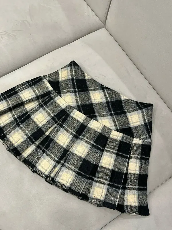 CHÂN VÁY DẠ KARO XẾP LY BẢN CẠP CAO TÔN VÒNG 3 CHE KHUYẾT ĐIỂM TỐT DỊP noel Women Nữ 8