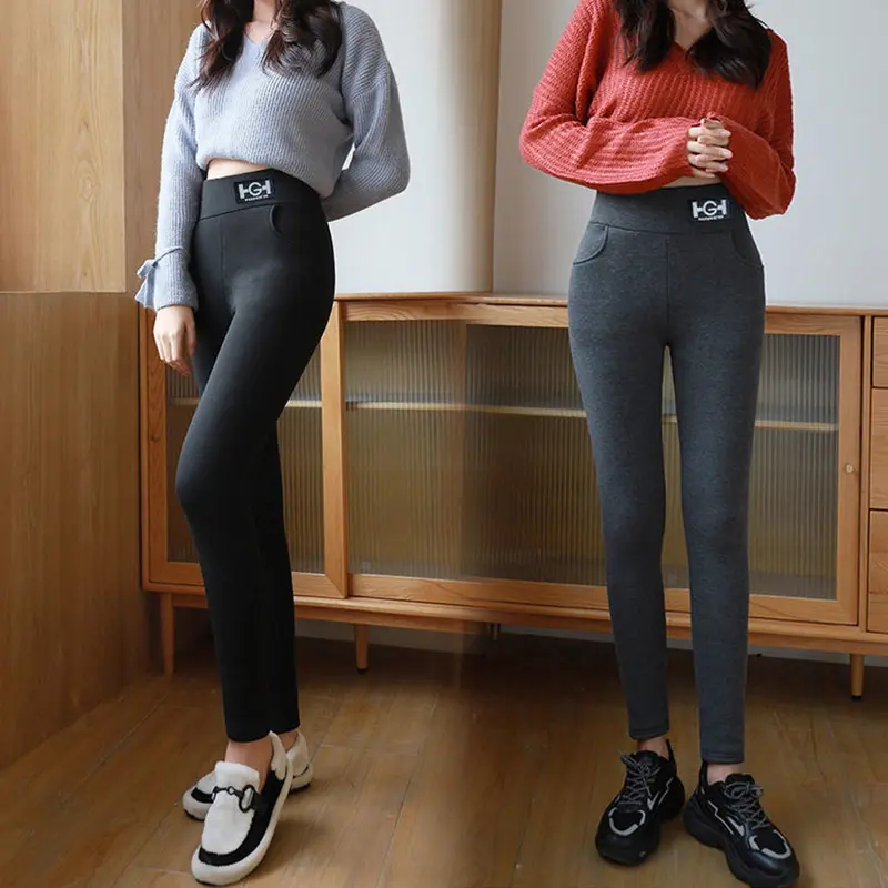 Quần Legging Nữ Mùa Đông, Nhung, Quần Bó Ấm Áp, Cạp Cao, Màu Trơn Thoải Mái, Thích Hợp Cho Phụ Nữ 2