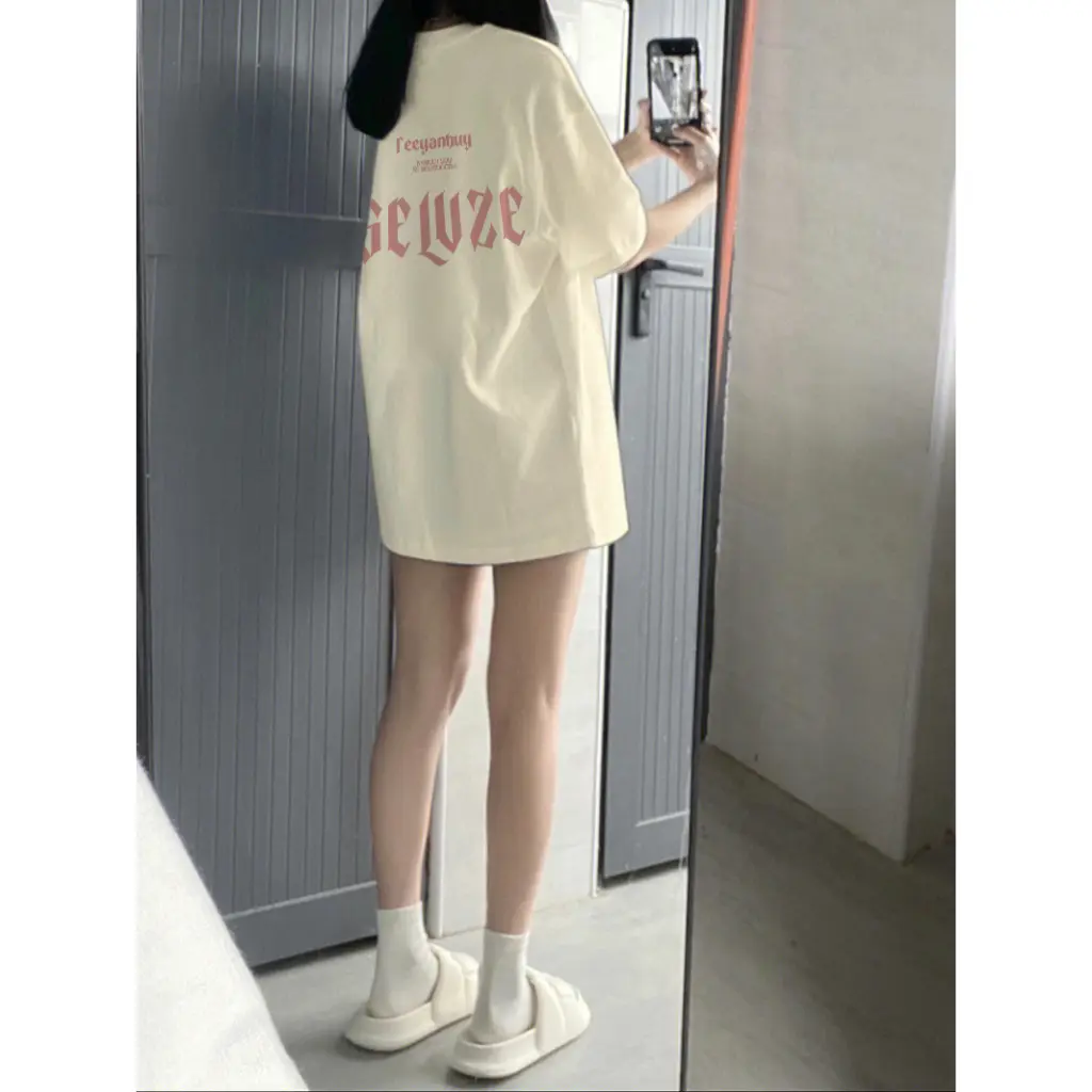 Fashion quả mơ áo phông nữ shirt bigsize unisex áo thun tay lỡ 100%cotton Top Women