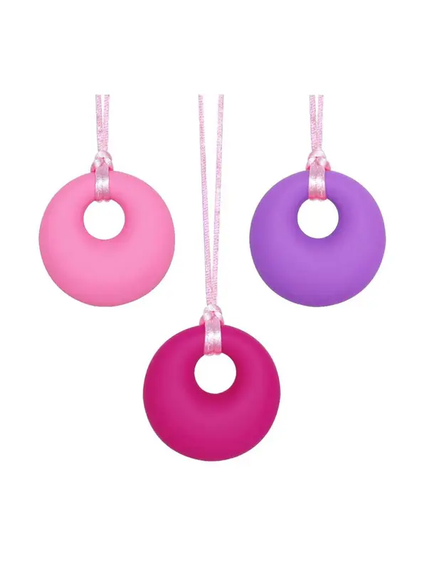 Cute Round Shape Silicone Pendant Necklace, 3pcs/set Sensory Relief Stress Relief Jewelry for Kids & Adults, Versatile Jewelry As Gift for Friends 3