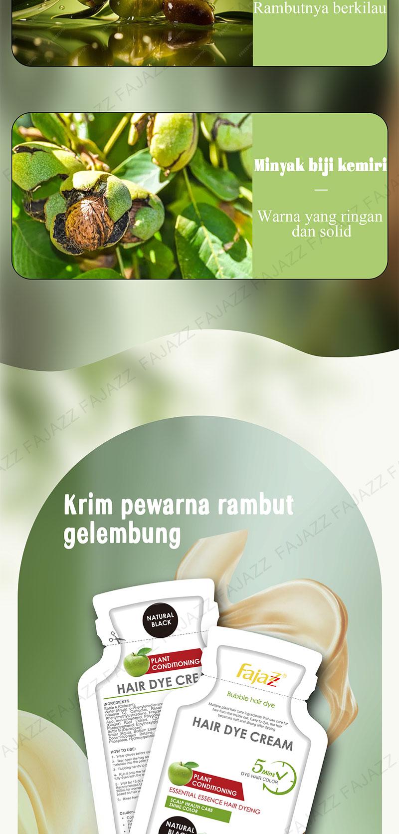 Product Introduction of 【Fajazz】（20 pcs）Pewarna rambut gelembung Fajazz adalah merek asli resmi tanaman murni, pewarna gelembung alami dan tidak menyebabkan iritasi untuk pria dan wanita, Anda dapat mewarnai rambut Anda di rumah 11