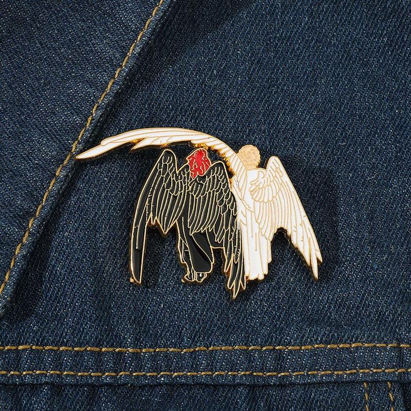 Product Introduction of Hard Metal Pin Black And White Angel Series Cartoon Couple Brooch Angel & Demon Angel Demon Badge Accessories 23