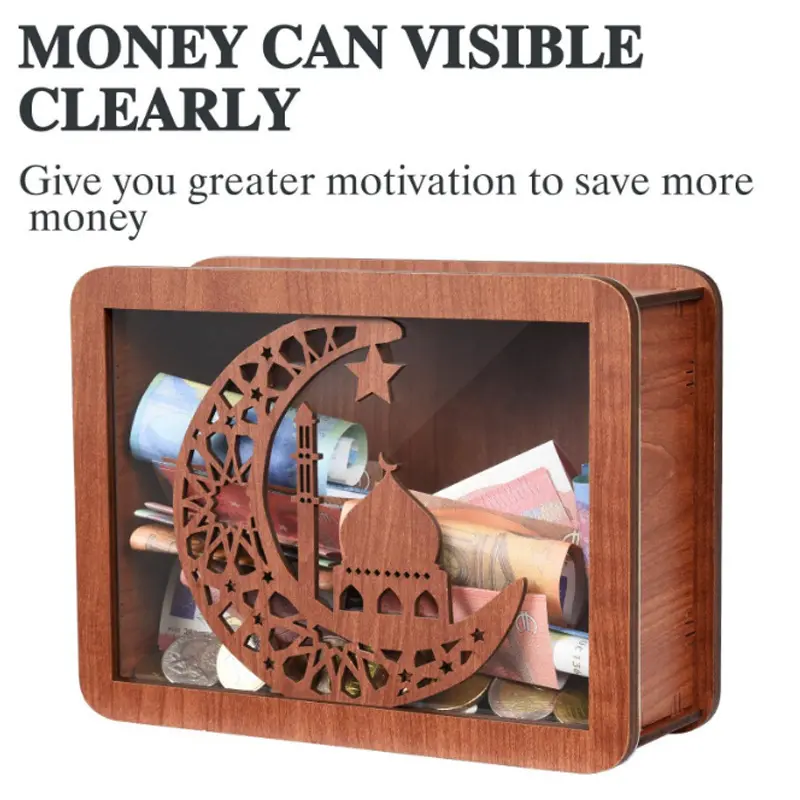 Money Box With Counter Wooden Piggy Bank Retro Money Box Decor Pack Ornaments