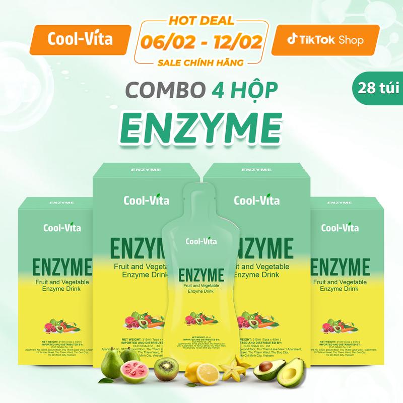 Combo 4 Hộp Nước Uống Bổ Sung Enzyme Chiết Xuất Rau Củ Coolvita (45 ml× 7 túi)/hộp