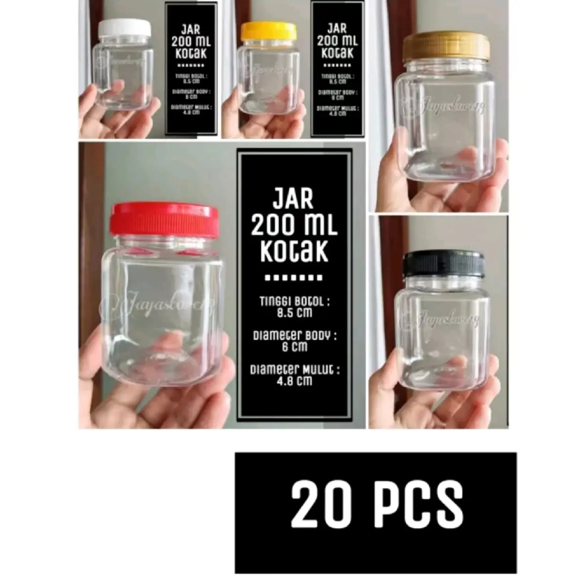 20PCS BOTOL SAMBAL 200ML KOTAK TEBAL 19GR diameter 5cm TOPLES JAR TEBAL MURAH Wadah serbaguna berat 19gr wadah kecil toples jar sambal permen snack aksesoris dll GROSIR TOPLES BOTOL LANGSUNG PABRIK BOTOL TOPLES  jayastore18