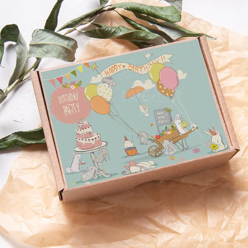 [HCM] Hộp đựng quà vintage kraft nắp gài trang trí sinh nhật, chúc mừng họa tiết cho bé gái | Nắng Decor 2