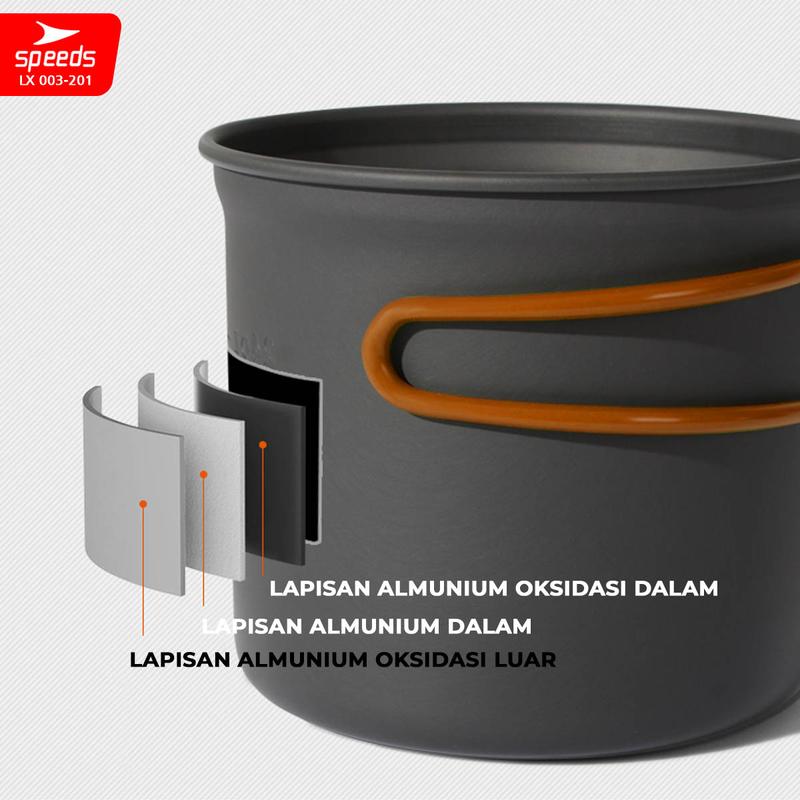 SPEEDS Alat Masak SET Mini Camping Cooking Paket Hiking Pancing Cookware Portable Tas Outdoor Aman  003-201 6