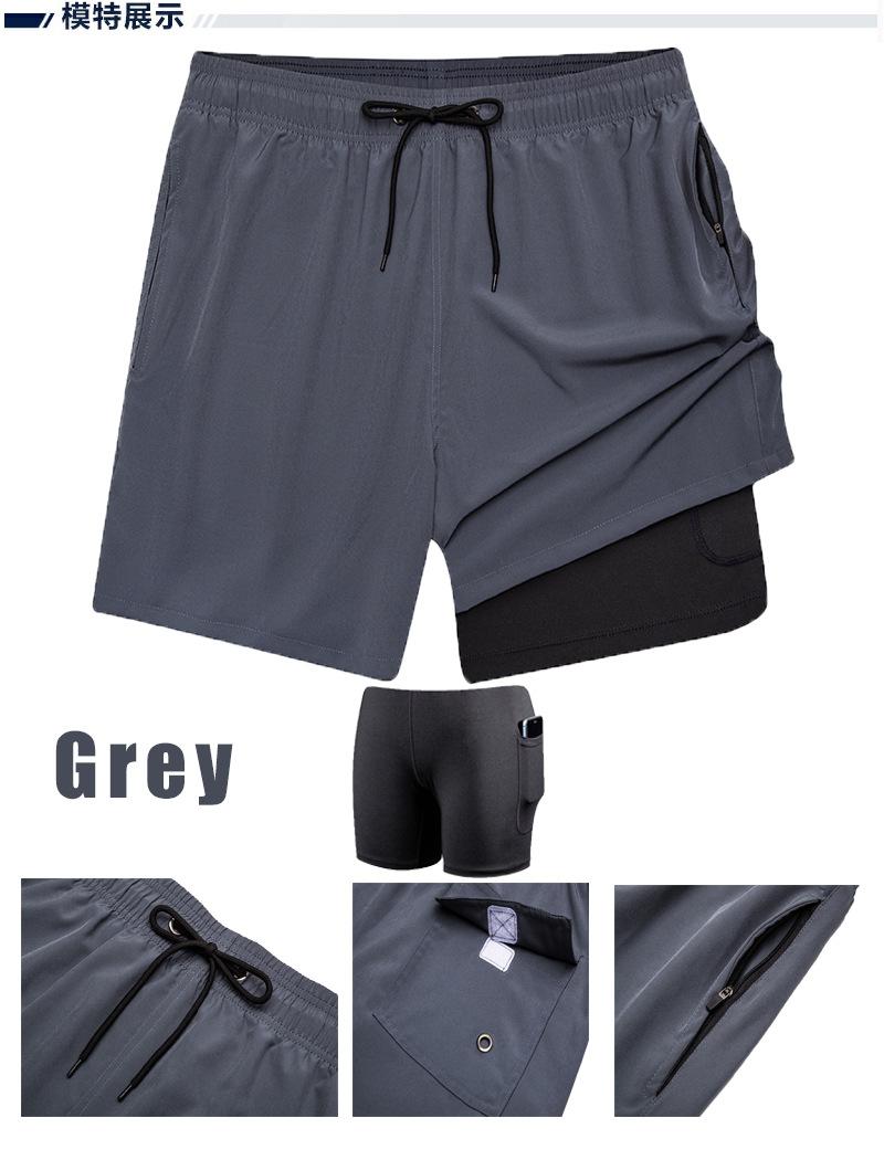 Product Introduction of European and American Men's Swim Shorts with Zipper Pocket, Two-in-One Beach Shorts, Anti-Embarrassment, Quick-Dry, Water-Resistant Lining Shorts 8
