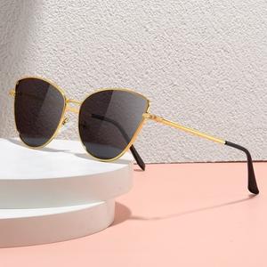 FS Gold Frame Cat Eye Sunglasses  Korea Elegant Gaya Wanita UV Protection Kaca Mata Trending TikTok Summer Beach Vibes Malaysia Cermin Mata Hitam