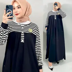 CARLINA – Serena Dress Stripes Gamis Maxy Wanita Salur Fit S sampai Jumbo