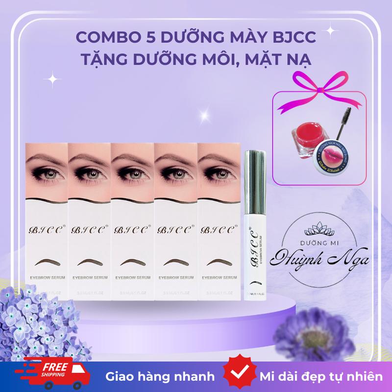 Combo 5 cây Dưỡng Mày BJCC, dài dày tự nhiên không gây thâm mắt, phục hồi và ngăn ngừa rụng mi, nuôi dưỡng chân mày tận gốc giúp chắc khỏe dài đều đẹp tự nhiên (Tặng Ủ Môi) - Mỹ Phẩm, Trang Điểm Nữ