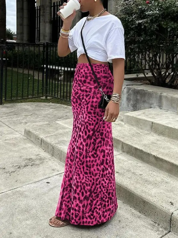 Women's Leopard Print High Waist Bodycon Skirt, Fashion Fitted Casual Long Skirt for Daily Outdoor Wear, Ladies Bottoms for Summer, Womenswear, Skirts for Women, Casual Fashionable Skirt, Boho Casual Skirt 7