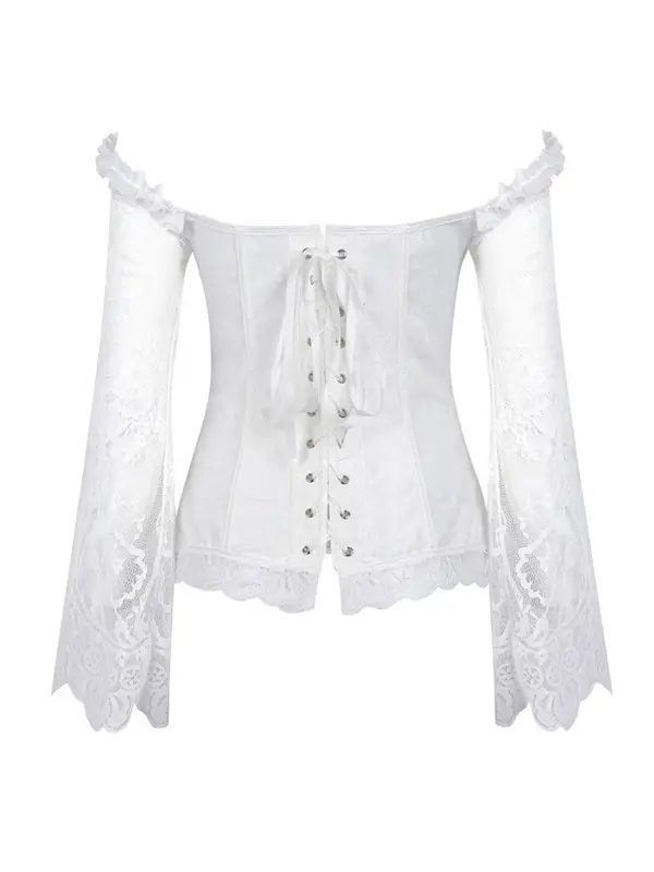 Women's Retro Plain Frill Trim Contrast Lace Tie Back Lace Up Corset Top, Vintage Adjustable Knot Front Shapewear Top, Shapewear for Women 7