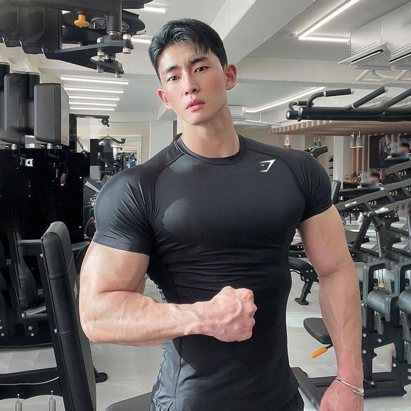 Product Introduction of Shark Fitness Short Sleeve Men's Quick-Drying Tights Running Workout Training Clothes Wicking Breathable High Elastic Sports T-shirt 1