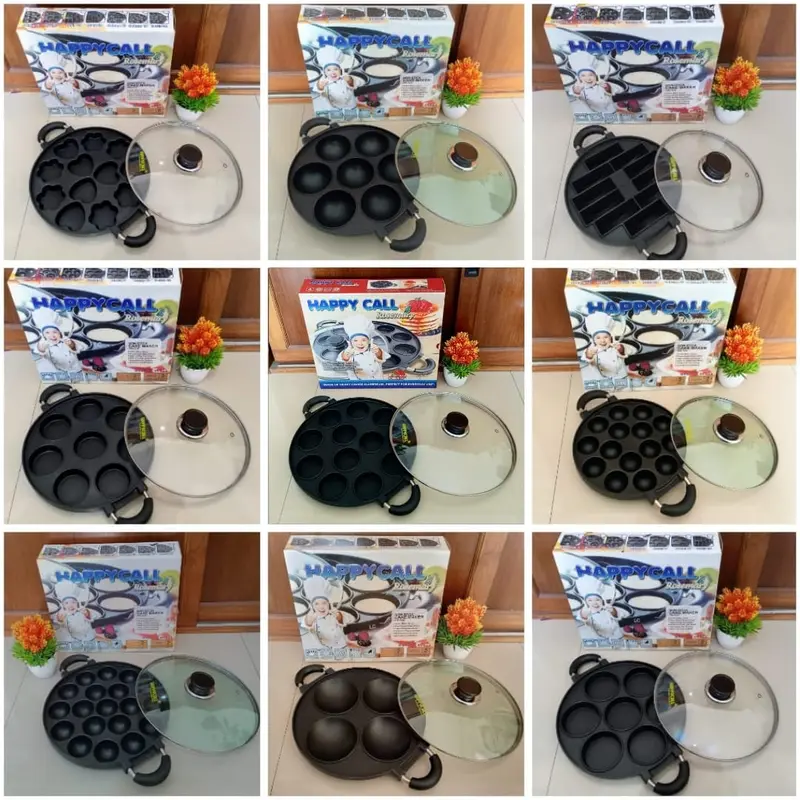 CETAKAN 19 CEKUNG HAPPY CALL / CETAKAN TAKOYAKI / CETAKAN TELUR  Aluminium Kaca Teflon Masak Peralatan Kitchenware Loyang alat 2