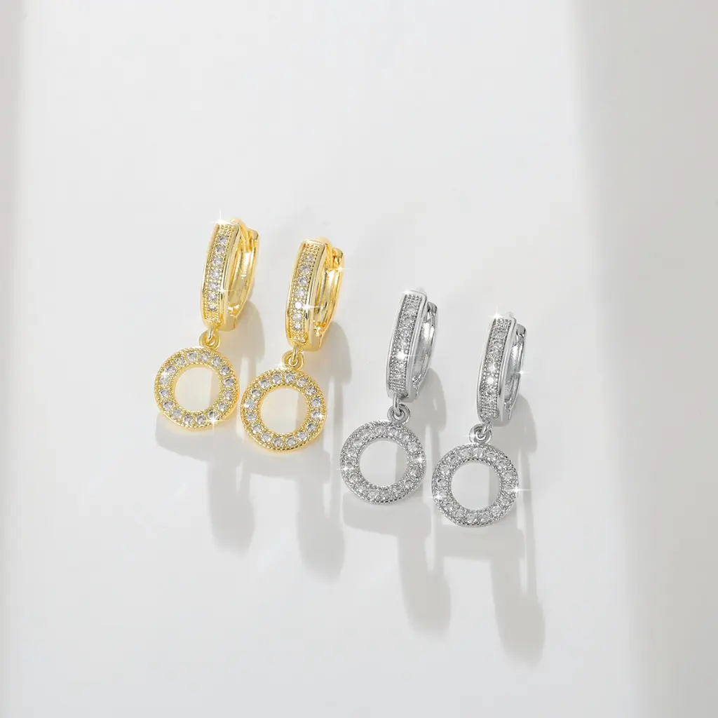 Lanme Jewelry Anting Menjuntai Berlian Titanium Lapisan  Emas Yang Modis untuk Wanita | Aksesori Elegan GD094