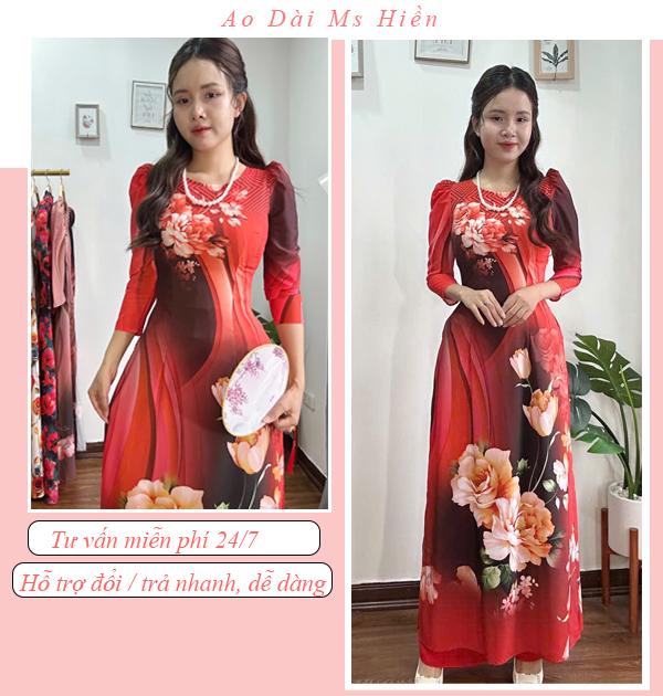 Áo dài lụa nhật in 6D Mã T1 Nữ - Hàng chính hãng - Women 0