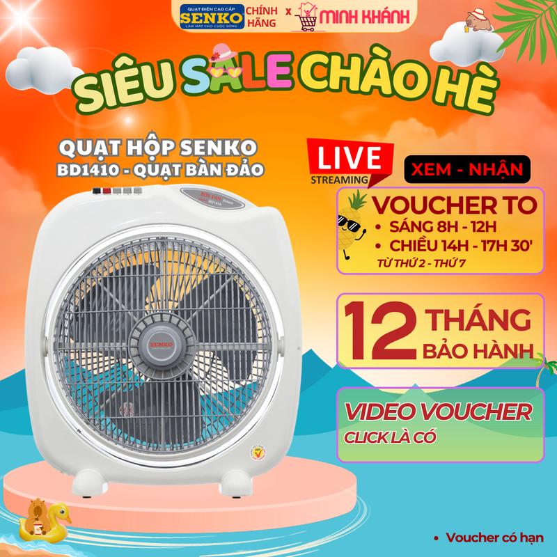 Quạt hộp Senko BD1410 - 3 cánh quạt, động cơ đồng, tự tắt khi đổ, đảo gió đa năng cho làn gió mát. QuạT Fan
