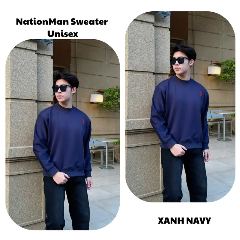 (DEAL MỞ BÁN) Áo Sweater NỈ 2 Da cổ tròn COTTON NATIONMAN (KHÔNG XÙ LÔNG ) BST Tết 2025  nam nữ cotton Unisex Local Brand Menswear 4