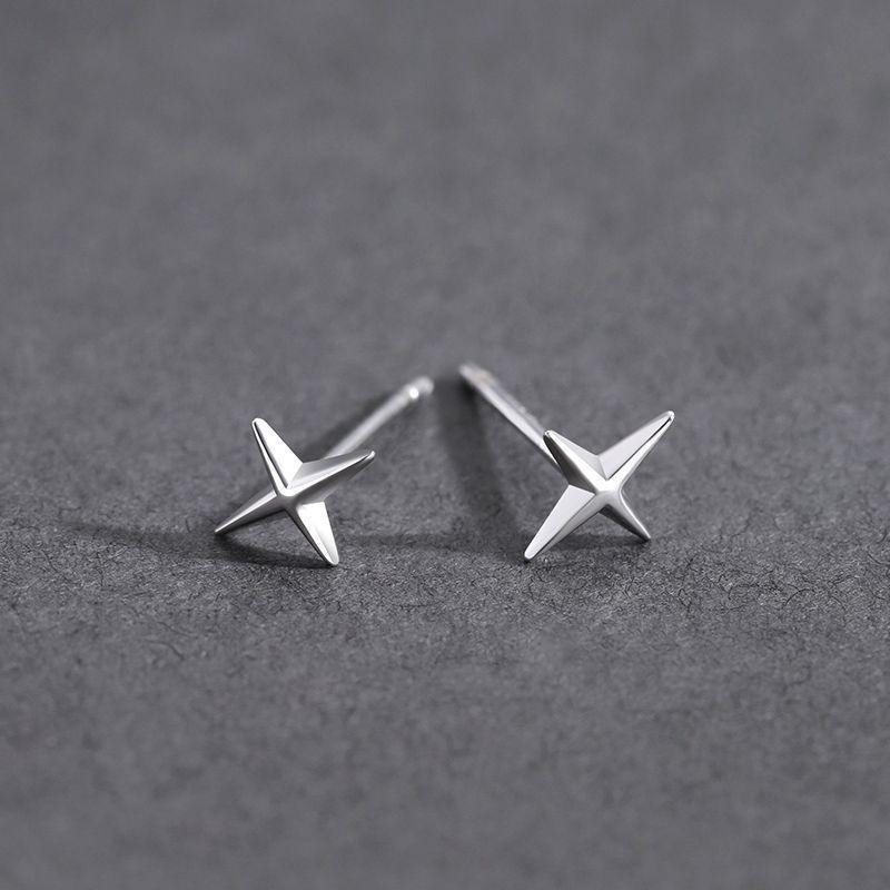 Product Introduction of Men's S925 Silver Needle Cross Simple Versatile Earrings for Women High-end Ear Piercing Anti-allergy Trendy Jewelry 1