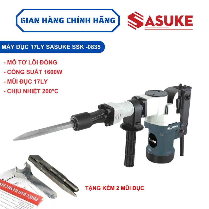 Máy đục bê tông 17ly Sasuke SSK- 0835 công suất 1600w mô tơ lõi đồng phù hợp cho thợ dân dụng đi công trường