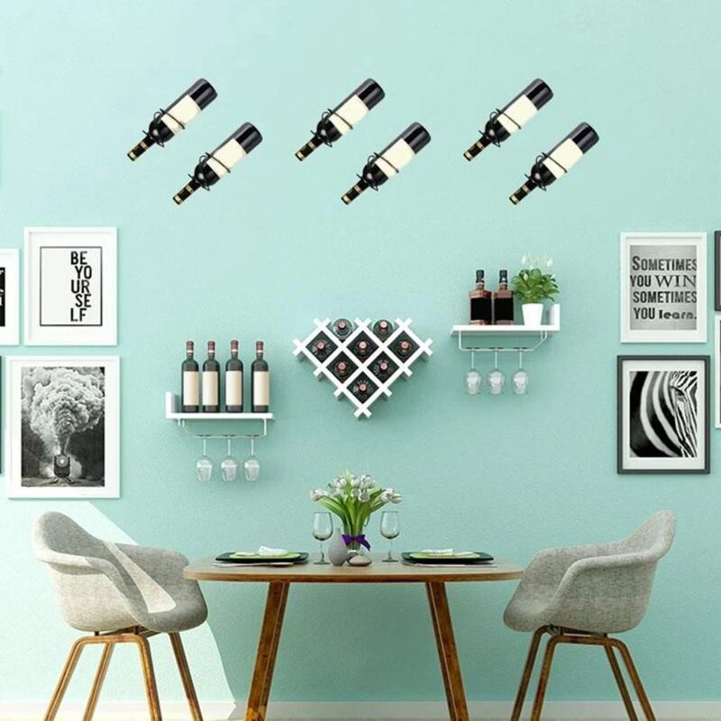 Product Introduction of Simple Iron Red Wine Bottle Display Holder Wall Mounted with Screws Wine Rack Organizer Black Wine Racks Dining Room 12