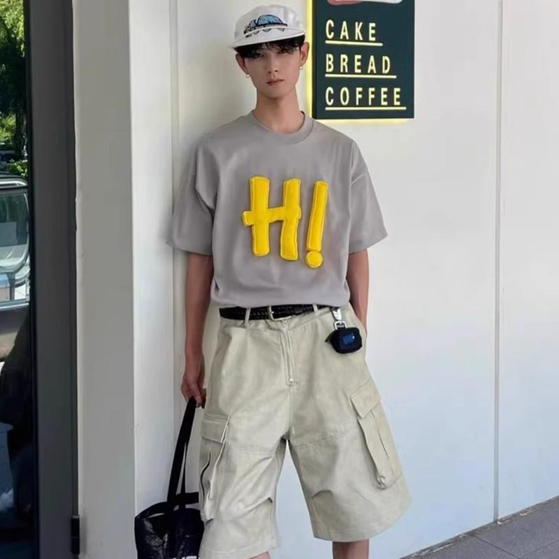 Áo Thun Nam Họa Tiết Nổi Chữ Hi HeiLit Phông Tay Lỡ Chất Vải Cotton Co Giãn Chuẩn Form Unisex 5
