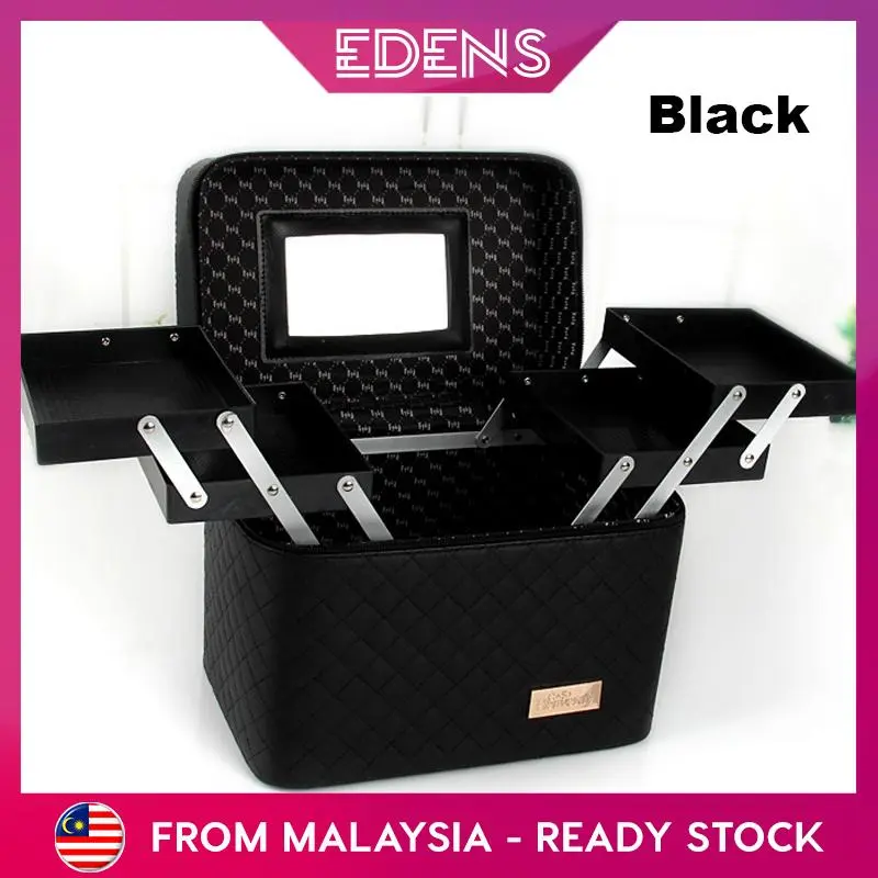 Sarung Kosmetik Dulang Dua Lapisan Mudah Alih, EDENS, Kotak Simpanan Ringkas, Beg Kosmetik, Kotak Solek, Kotak Kecantikan, Dijual oleh EDENS