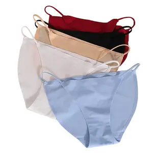 Celana Dalam Wanita Bahan Sutra Es CD Tali Low Waist Seamless Seksi Adem Dipakai