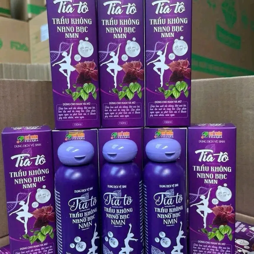 Combo 5 chai Dung Dịch Vệ Sinh Phụ Nữ Tía Tô Nano Bạc NMN 150ml - Xuất Xứ Việt Nam hỗ trợ huyết trắng- khí hư-viêm hôi-nấm ngứa, nam nữ đều dùng được