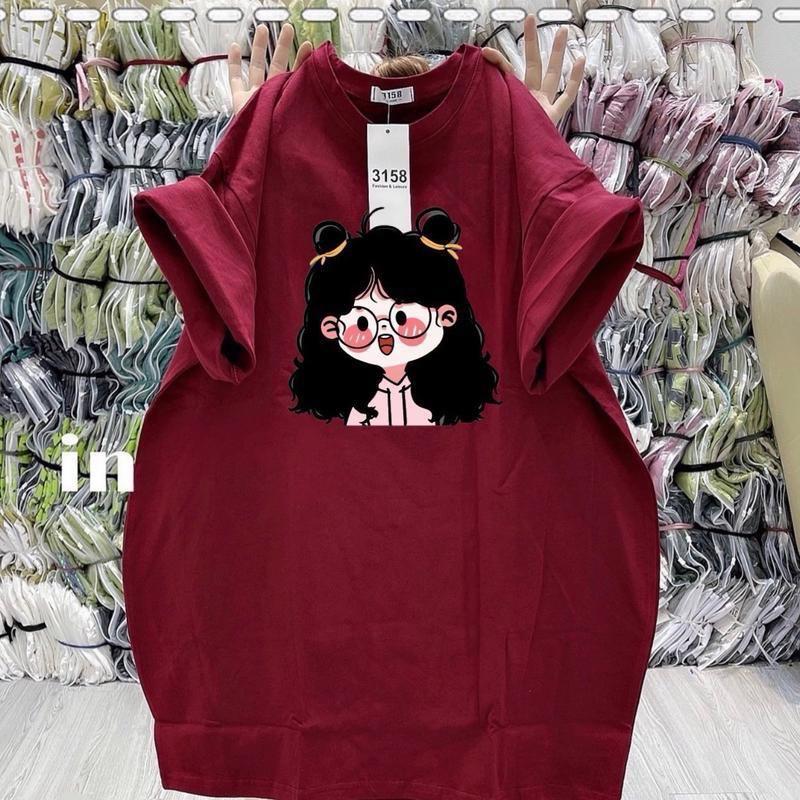 Áo phông hình cô gái form rộng chất cotton khô 3158 nam nữ unisex MS D98