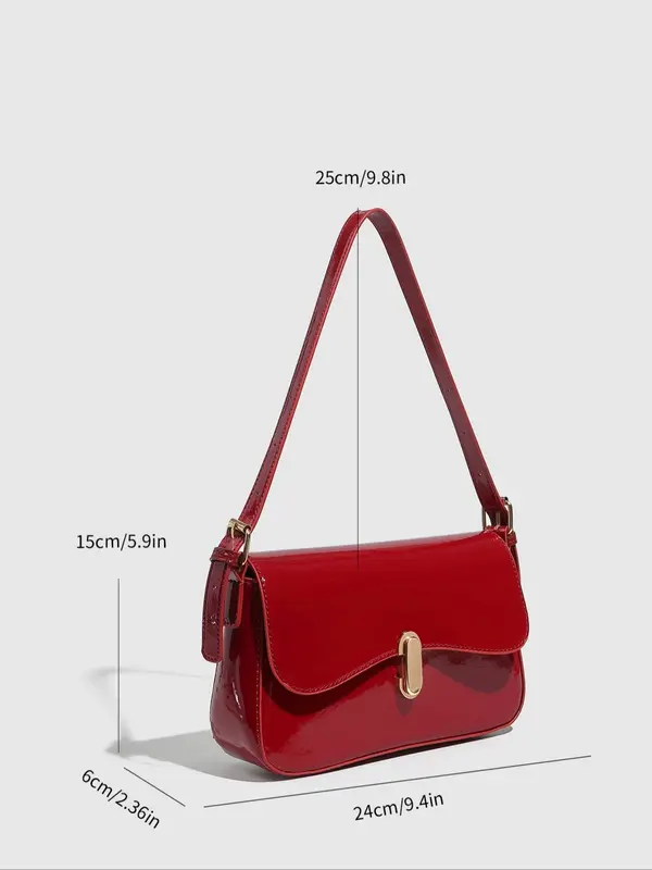 Women's Solid Color Shoulder Bag, Fashionable Underarm Bag for Daily Used, Casual Trendy Versatile High-quality Daily Commuting Bag 1