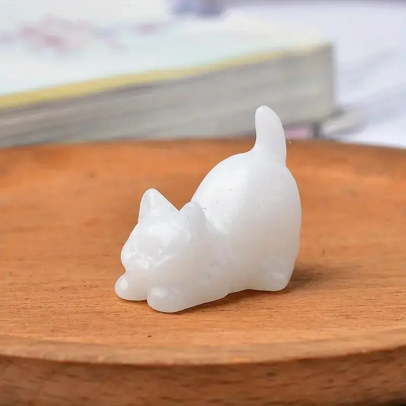Cute Cat Design Crystal Ornament, 1 Count Creative Animal Design Decoration Craft, Desktop Decorative Ornament for Home Office 7