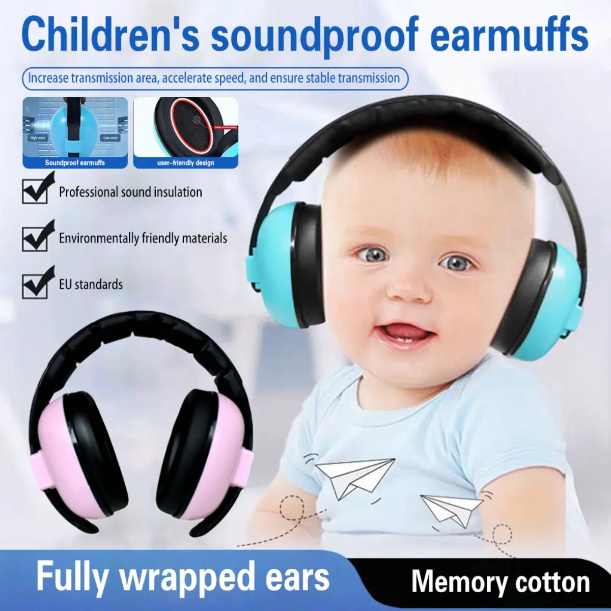 Baby Earmuffs Adjustable Anti noise Soundproof Headphones Kids Sleeping Noise Reduction Ear Defender