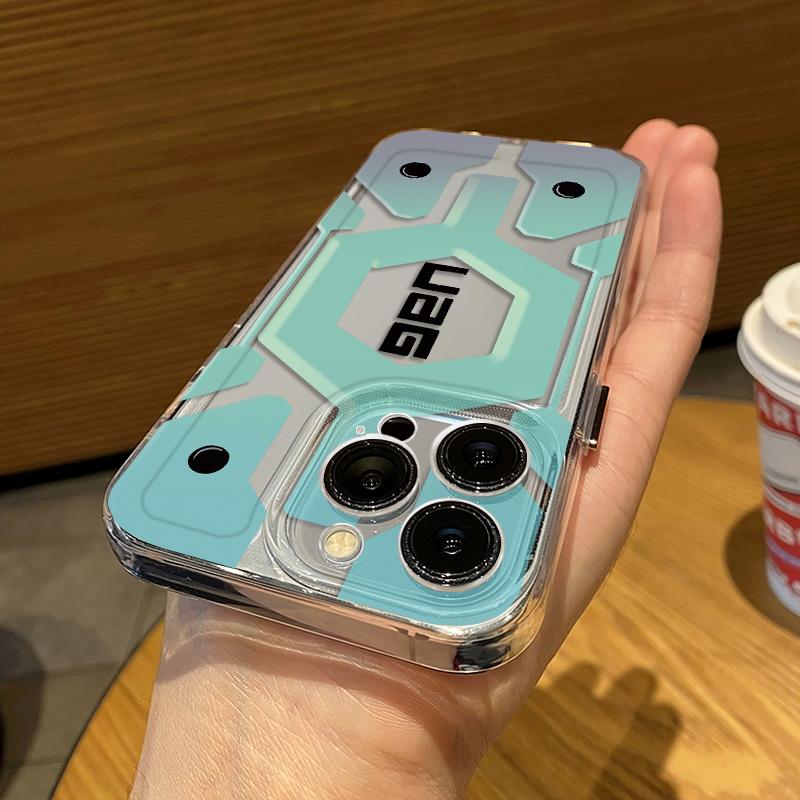 Ốp Lưng IPhone Họa Tiết Khối Màu Gradient Cơ Khí Hợp Xu hướng Thích Hợp Cho iPhone 16 / 15 / 14 / 13 / 12 / 11 Pro Max 7 / 8 Plus XSMAX X XR, ốp Mềm Cao Cấp, Chống Sốc Silicon 5