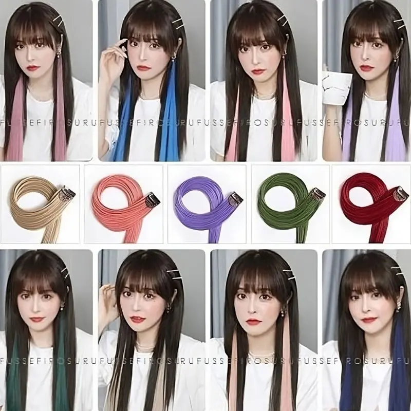 HIGHLIGHT WIG / HAIR CLIP RAMBUT PALSU WANITA ON / EXTENTION LURUS 50CM - 60CM tinsel  hair 0