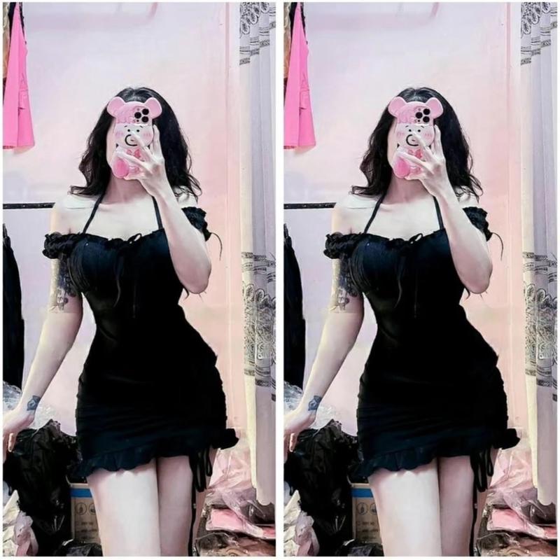 ĐẦM body cột dây trễ vai rút dây tôn dáng dự tiệc sexy mã hf88