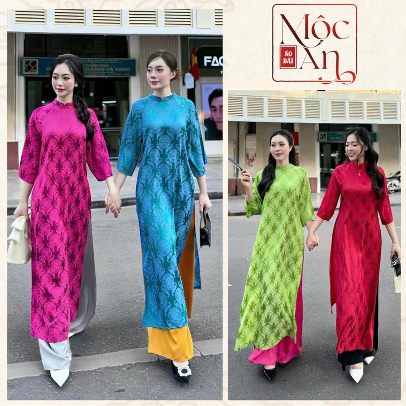 Áo Dài Gấm Thọ Dơi Dáng Suông Hotrend chụp ảnh, mặc Tết 2026 Áo dài cho Nữ -Áo Dài Mộc An Cua