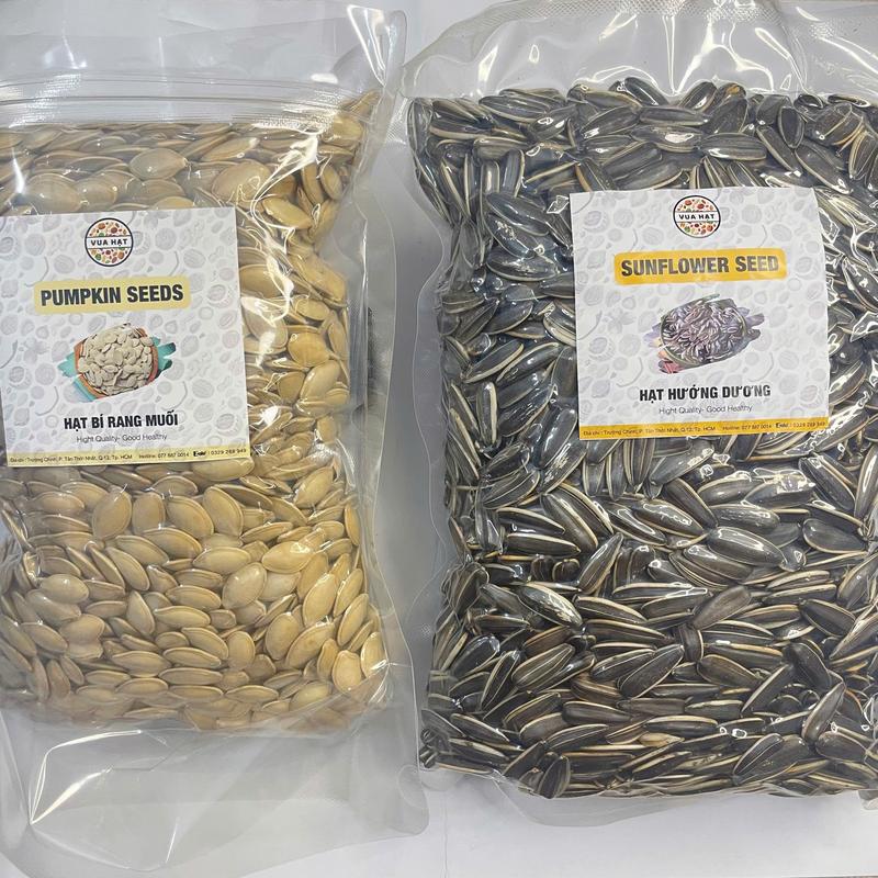 Combo 1KG hạt bí và hạt hướng dương rang củi  ( Mỗi loại 500g) Ăn Vặt Snack Food