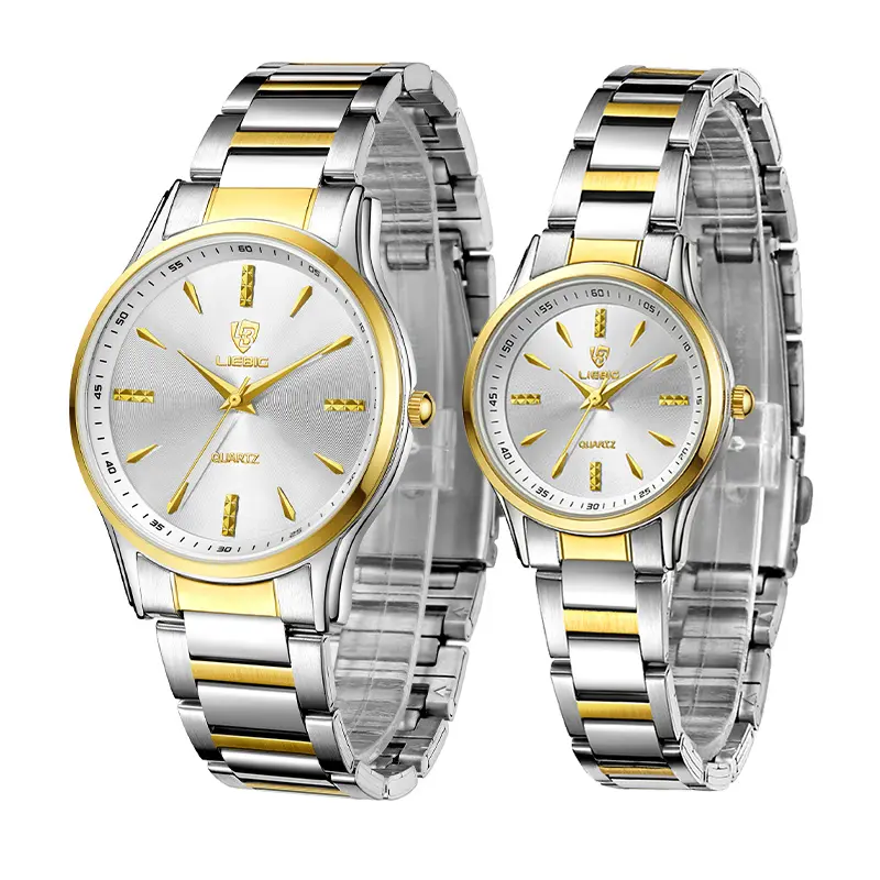 Jam Tangan Analog Pasangan Silver Gold 0