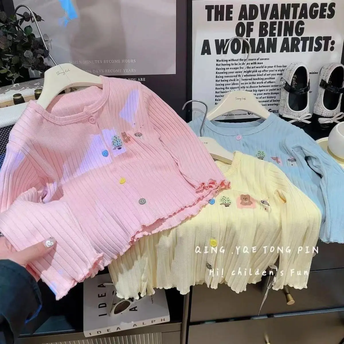 [Store Hot Sale] Children's Cardigan Jacket for Girls, Autumn 2024 New Style, Long Sleeve, Cool-Proof, Knitted, Slim Fit, Girls' Jacket
