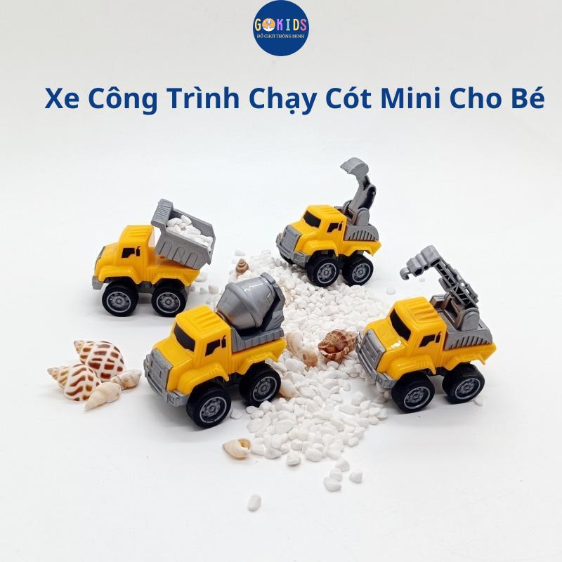 Bộ Xe Đồ Chơi, xe Công Trình Chạy Cót Mini Cho Bé máy xúc, máy cẩu, xe ben, xe tải
