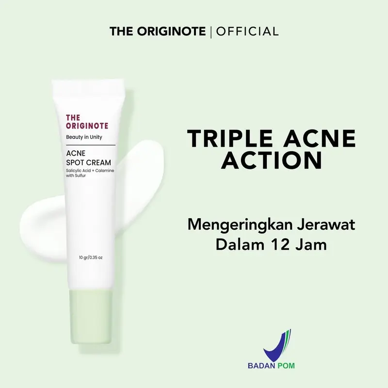 The Originote Acne Spot Cream 10gr - Acne Spot Treatment Gel Perawatan with Salicylic Acid, Calamine & Sulfur Berjerawat Wajah 1