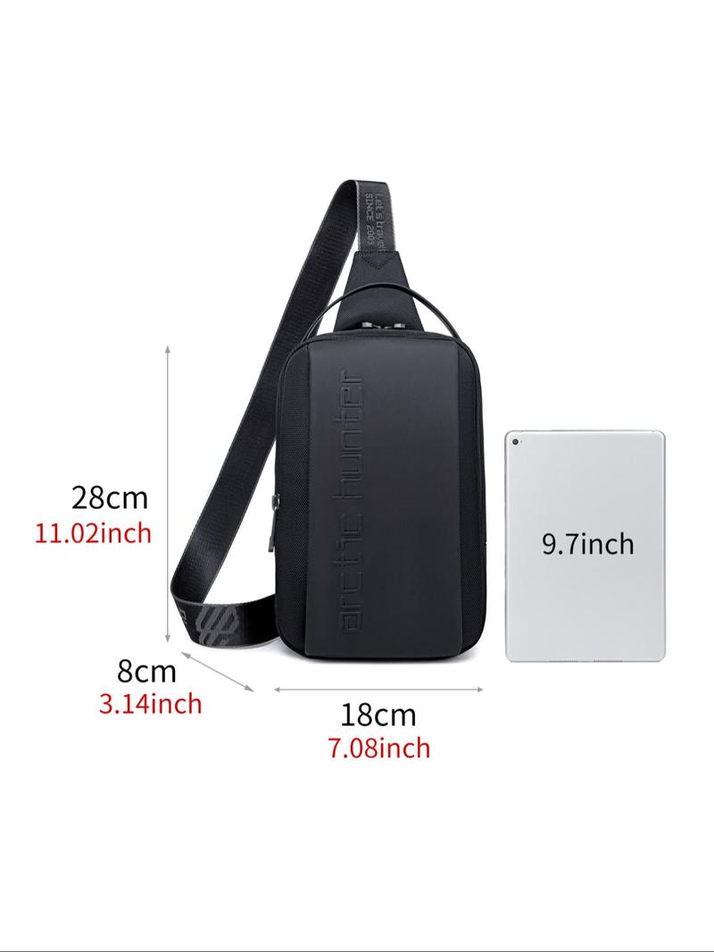 Product Introduction of Men's Letter Pattern Crossbody Bag, Casual Versatile Sling Bag for Men and Women, Fashionable Chest Bag for Daily Use 1