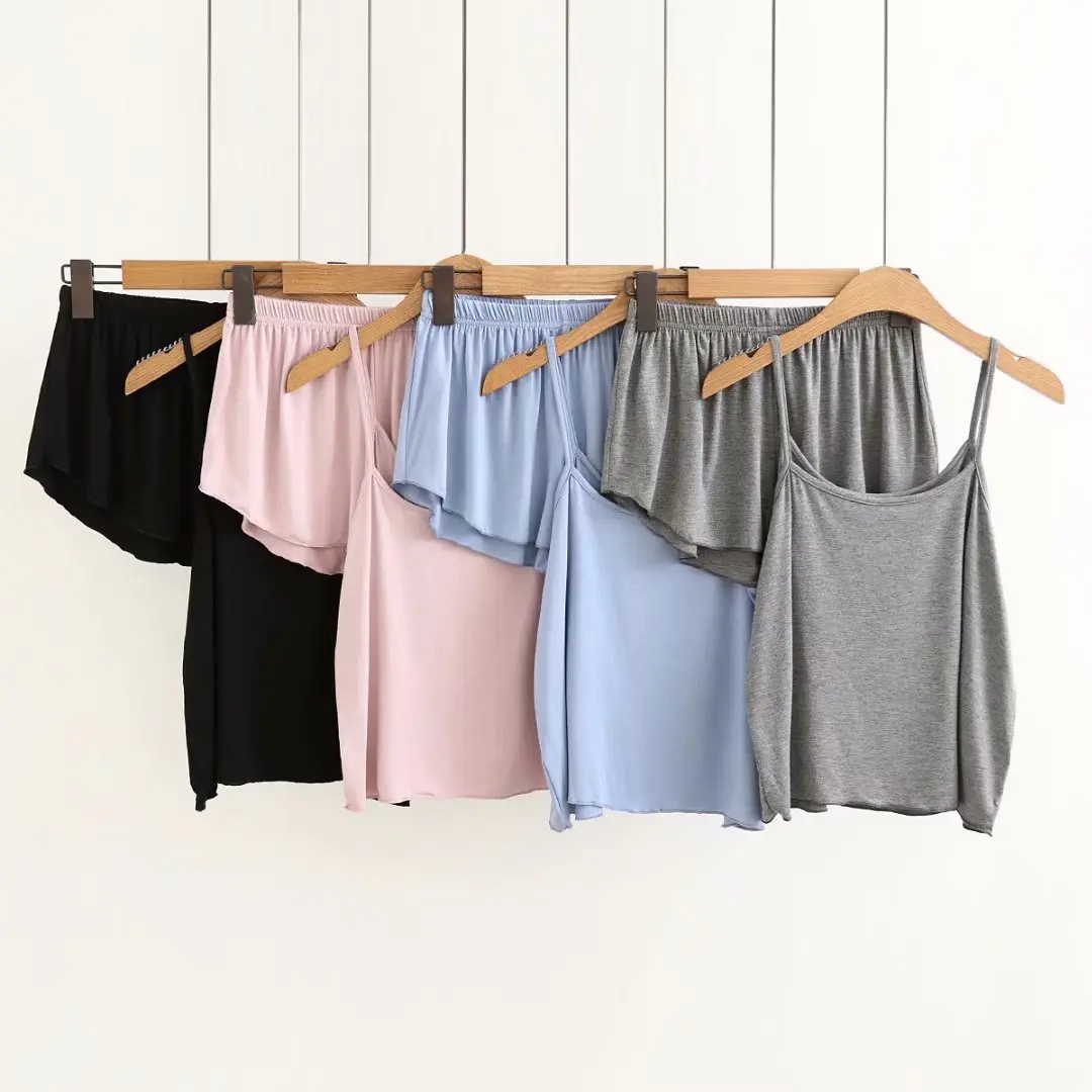 Baju Tidur Set Wanita Sexy Camisole dengan Celana Pendek Piyama Wanita Kamisol Setelan Korea Style Jumbo Sampai Size XXXL Nightwear 006