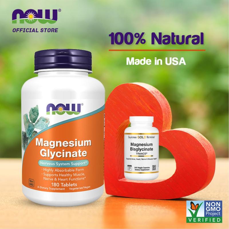 Magie | Now magnesium glycinate viên uống ngủ ngon tăng miễn dịch [180v] chất lượng cao - magie bisglycinate của now