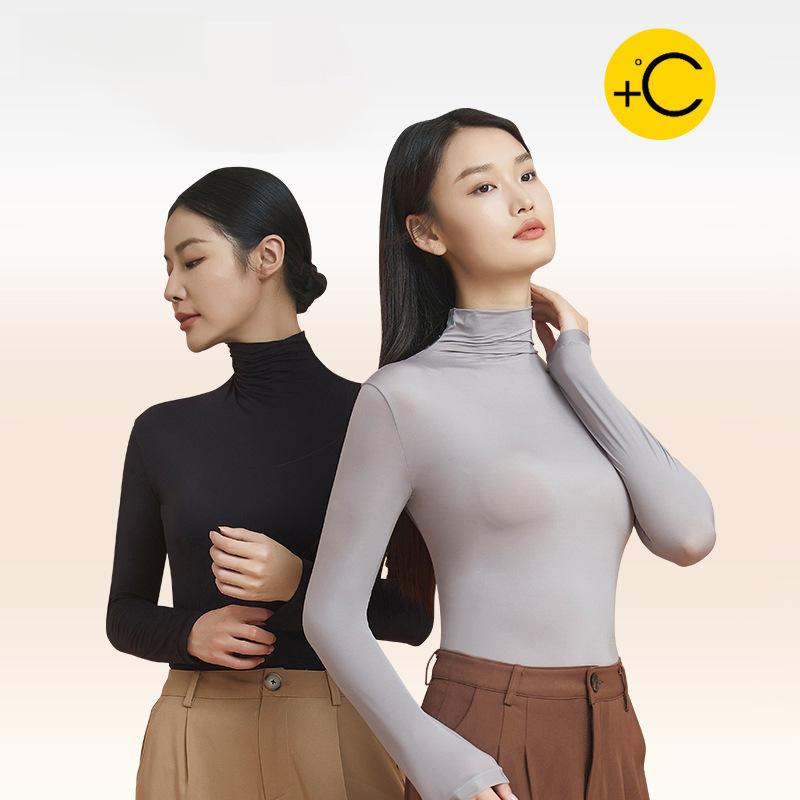 Đồ lót ấm phụ nữ mùa thu mùa đông cao cổ đàn hồi lớn rất mỏng giữ ấm tốt