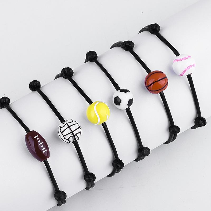 Unisex Basketball Bracelet for Sport Team Players Football Charm Woven Bracelet Football Party Favors Braided Bracelet 5