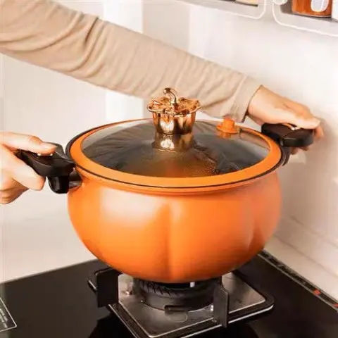 Nồi Áp Suất Bí Ngô Chống Dính 8L Thông Minh - Nồi Hầm 4in1 Hầm Gà, Cháo, Nồi Chiên, Xào Nấu Đa Năng 5